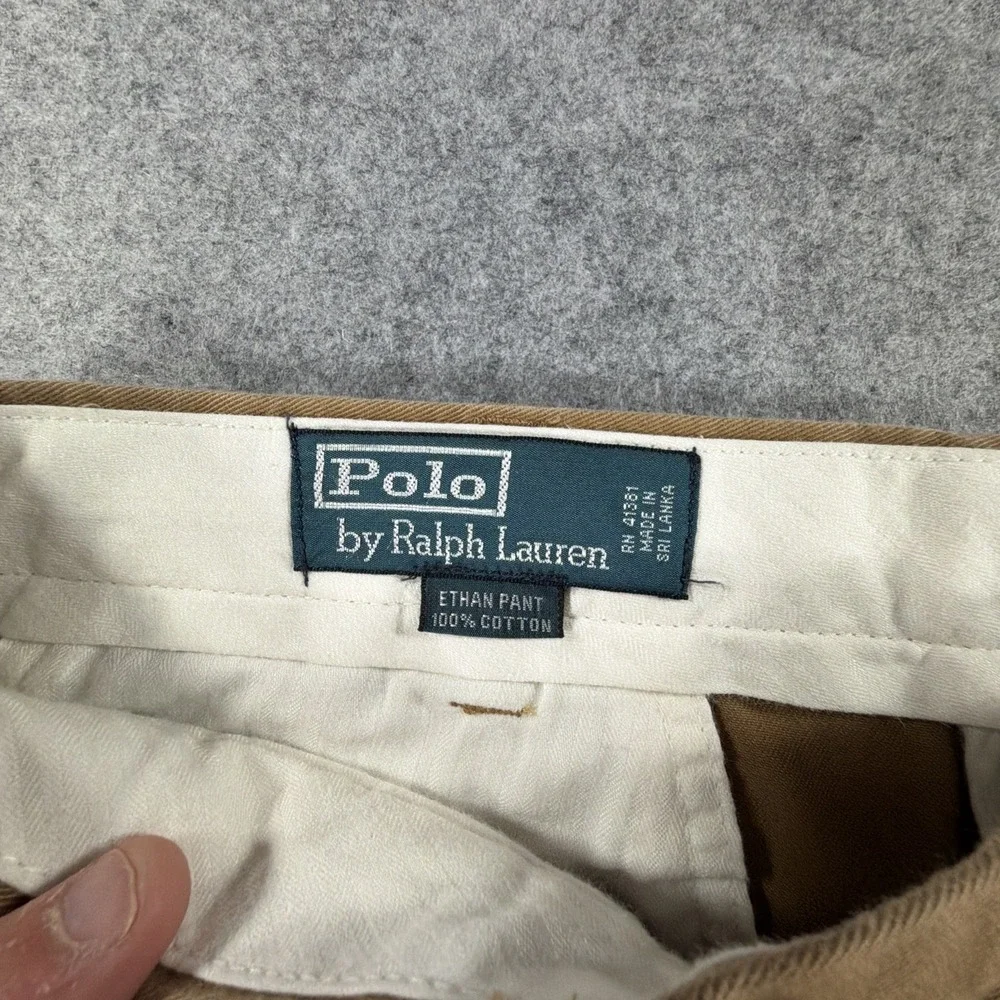 Vintage Polo Ralph Lauren Chino Pants Men's 36x32 Brown Ethan Pleated